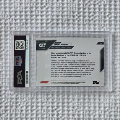 Rare Liam Lawson 2023 Topps Now #42 – F1 Debut, Dark Blue /99, PSA 10 GEM MINT