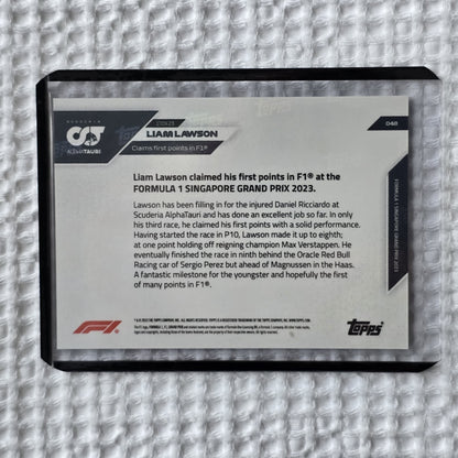 Liam Lawson 2023 Topps Now Card #48 - Claims first points in F1