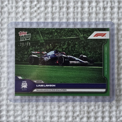 Liam Lawson 2024 Topps Now Card #63 – Dark Blue 28/99 – First Points of Season