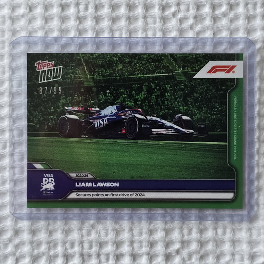 Liam Lawson 2024 Topps Now Card #63 – Dark Blue 87/99 – First Points of Season